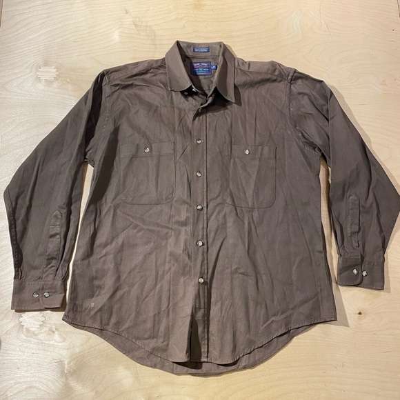 Members Only Dark Brown Casual Button Down Shirt Large (GA) - Picture 2 of 9